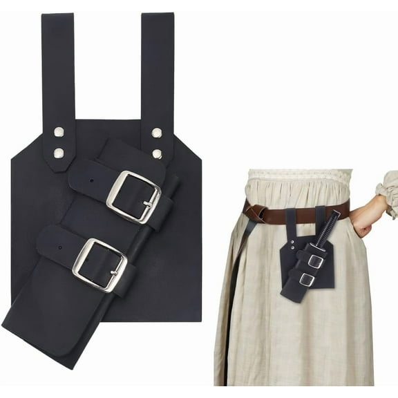 Back Sword Holster 6.1x10.28 Inch PU Leather Sword Bag Sword Carry Bag with Alloy Fencing Sheath Sword Storage Bag Sword Carry Case for Samurai Cosplay Costume Party Black Coconut Brown