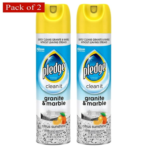 Pledge Granite And Marble Cleaner Spray, Citrus Sunshine, 1 Aerosol Spray, 9.7 Oz (Pack of 2)