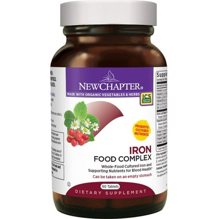 Iron Supplement - 60ct (2 Month Supply) Iron Food Complex with Organic Whole Food Ingredients + Promotes Healthy Iron Levels + Non-Constipating + Non-GMO + Gluten Free New Chapter -