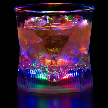 

Liquid Activated Multicolor LED Old Fashioned Glasses Fun Light Up Drinking Tumblers 10 oz Set of 4