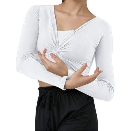 Fgnfyis T Shirts for Women Dance Dress Modern Dance Practice Dress Top Flower Shawl Figure Versatile Womens Tops White S