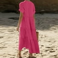 thumbnail image 4 of Awdenio Maxi Dresses for Women Casual Loose Fit Maxi Dress Summer Short Sleeve V-Neck Tiered Solid Beach Dress, 4 of 7