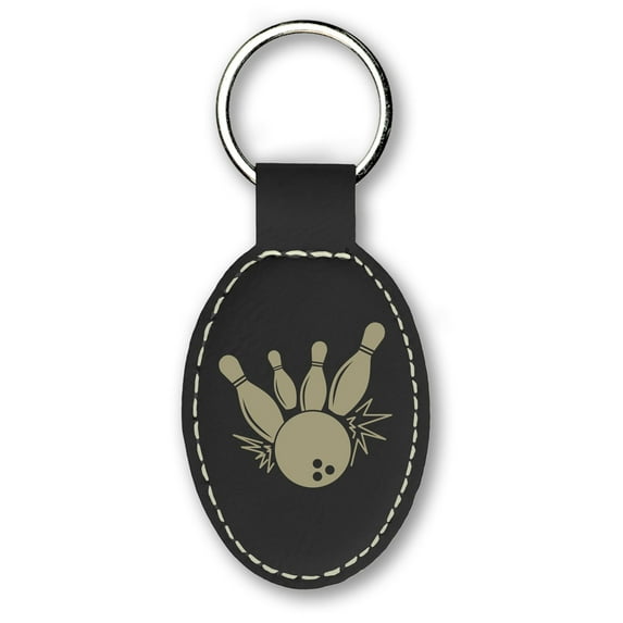 Keychain - Bowling Ball and Pins (Black)