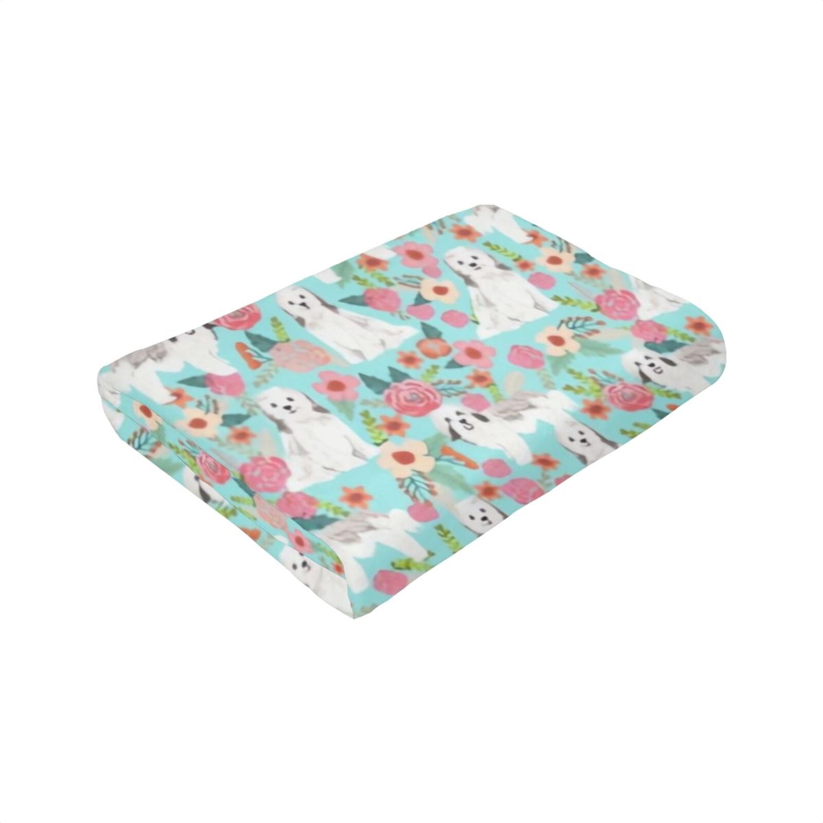 Wijzvio Havanese Dogs Flower Floral Throw Blanket Soft Fuzzy Fleece Blanket For Couch Bed Living Room Decoration 50"X40"