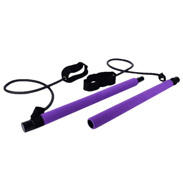 Kit portátil de barra de Pilates para gimnasio en casa con banda de resistencia para entrenar brazos y glúteos Púrpura