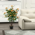 thumbnail image 3 of Gymax 3.3 FT Artificial Tree Artificial Camellia Tree Faux Plant for Indoor & Outdoor, 3 of 9