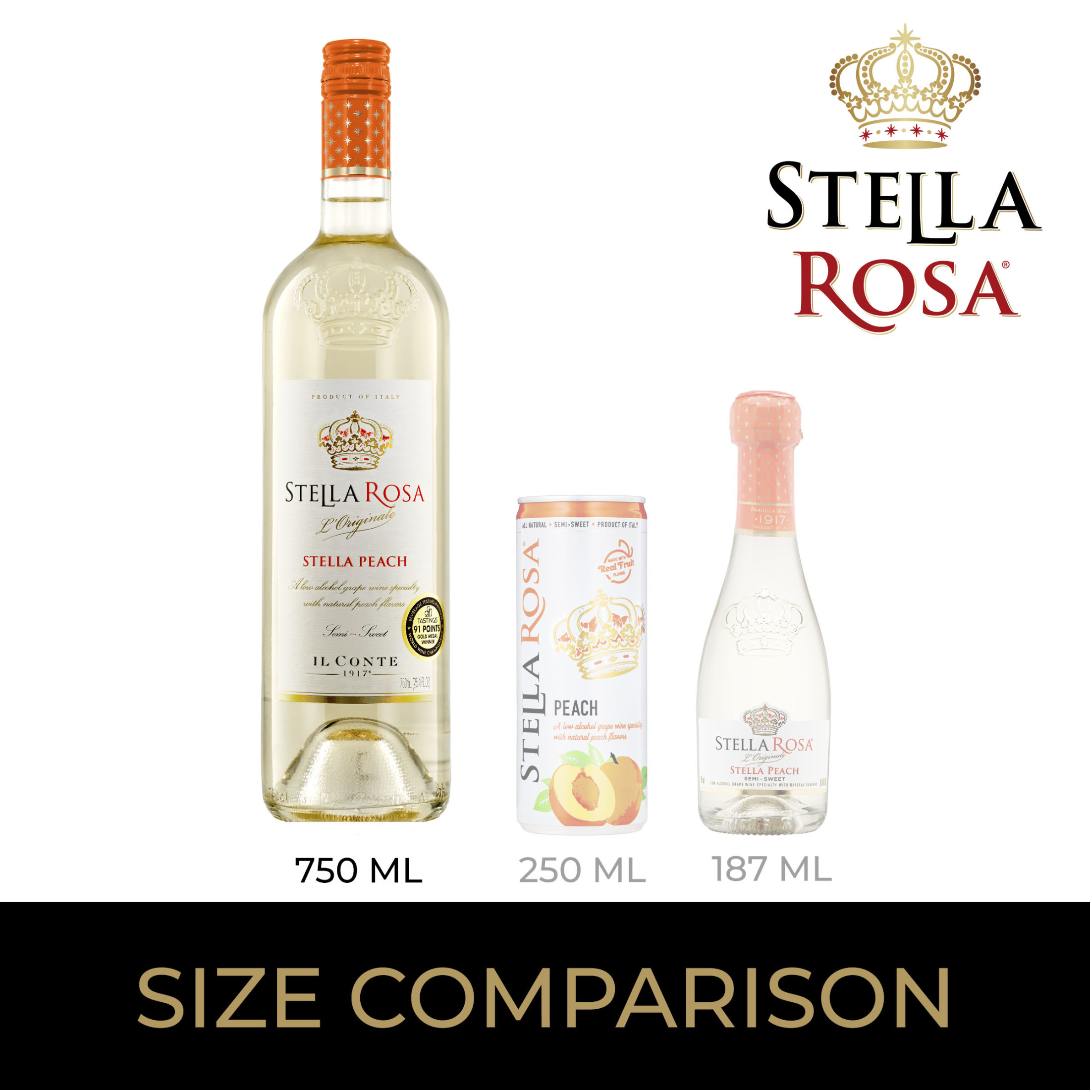 Peach Semi-Sweet Moscato White Wine, 750ml Glass Bottle, Piedmont, Italy