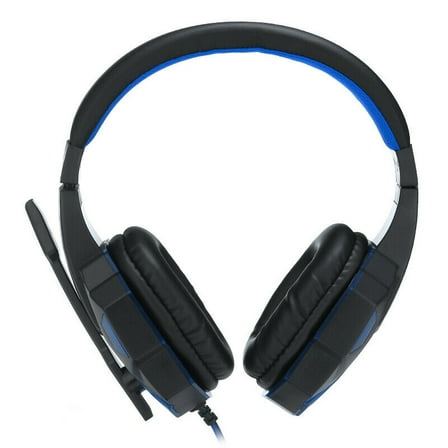 3.5mm Gaming Headset Mic LED Headphones Stereo Bass Surround For PC Xbox One PS4 (black-blue)