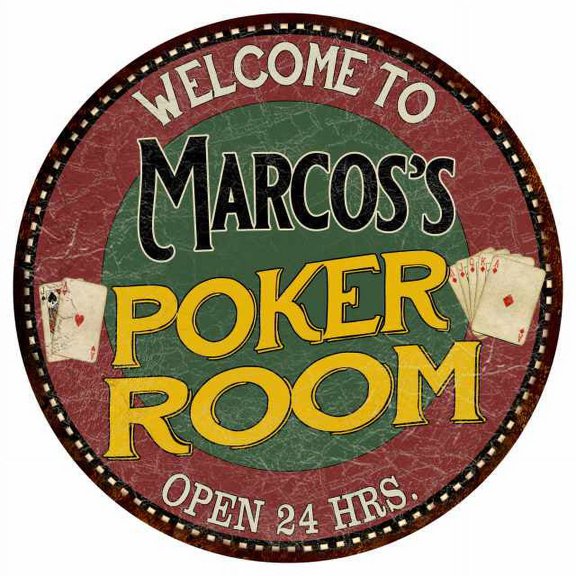 Marcos's Poker Room 14" Round Metal Sign Kitchen Bar Wall Decor 100140034321