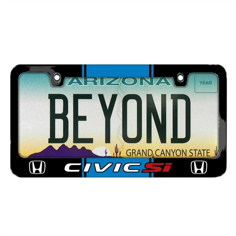Black Engraved License Plate Frame For Honda Civic SI - Custom Hand Painted