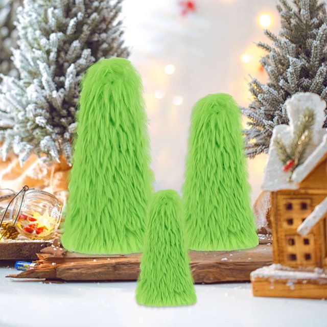 mfyjkho Mini árbol de Navidad de tela verde esponjosa, decoración de mesa, 7,87 pulgadas, 5,91 pulgadas, 3,94 pulgadas, 1 pieza
