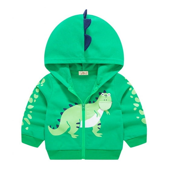 Mercatoo Kids Toddler Baby Girls Boys Autumn Winter Dinosaur Cartoon Print Cotton Hooded Long Sleeve Jacket Coat Sweatshirt Kids