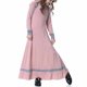 thumbnail image 1 of Vestido largo musulmán Herrnalise para niñas medianas y grandes, manga larga, cuello en V, vestido con bloques de color, 1 of 6