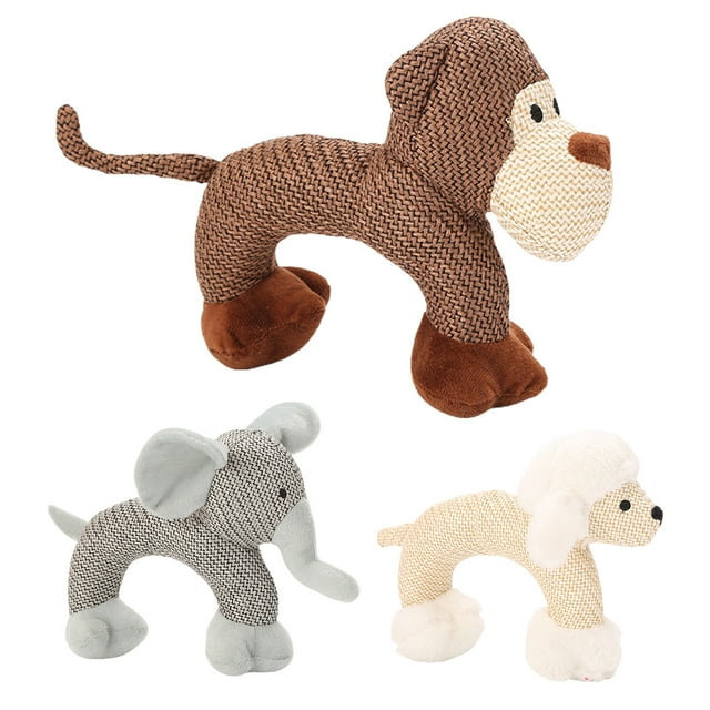 Flmtop Pet Dog Plush Animal Modeling Puppy Vocal Toy Biting Teething Resistance Molar Beige