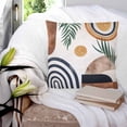 thumbnail image 4 of Abstract Boho Throw Pillow Covers, Soft Pillowcases with Invisible Zipper, Bohemian Palm Leaf Geometric Leaf Circle Decorative Square Pillow Cushion Covers for Living Room Couch Sofa Bed 16x16 Inches, 4 of 8