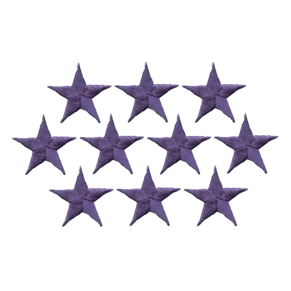 7/8" Purple Star (PACK of 10 PIECES) Iron on Embroidered Applique Patch