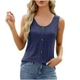 thumbnail image 4 of aidice Tank Tops for Women Cotton Sleeveless Button Crewneck Tops Summer Vacation Beach Tanks Solid Color, 4 of 5