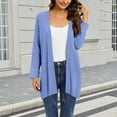 thumbnail image 2 of VISALY Long Cardigans Long Sleeve Cardigan Women's Fashion Clothes for Every Occasion Cotton Linen Cardigan Summer Chic Open Front Cardigan Thin Cardigans Lightweight Blue L, 2 of 9