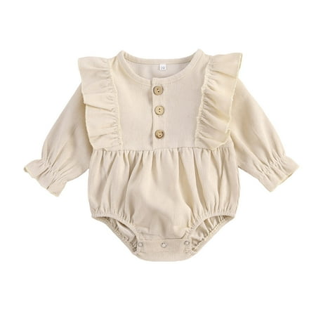 

Baby Romper Solid Color Round Neck Long Sleeve Bodysuit Jumpsuit