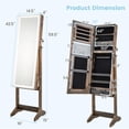 thumbnail image 4 of Giantex Full Length Dressing Mirror Jewelry Cabinet, Large Capacity Freestanding Lockable Jewelry Armoire, Rustic Brown, 4 of 9