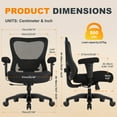 thumbnail image 6 of Ergonomic Big and Tall Office Chair 500lbs, Heavy Duty Executive Mesh Desk Chair with Lumbar Support & Flip-Up Arms, Wide Seat Computer Chair, 6 of 11