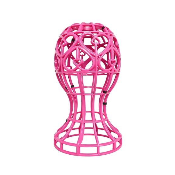 ZORVINEX Two-in-One Hairpiece Stand - Dedicated Mannequin Support for Wigs, Ventilated Drying Rack, Lightweight & Space-Saving Design, Non-Damaging Hair Care Accessory for Salons and Home Use Pink