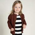 thumbnail image 6 of Crewneck Cardigan Girls Long Sleeve Children Button Down Uniform Sweaters for Little Girls 3-8Y, Brown, 6 of 8