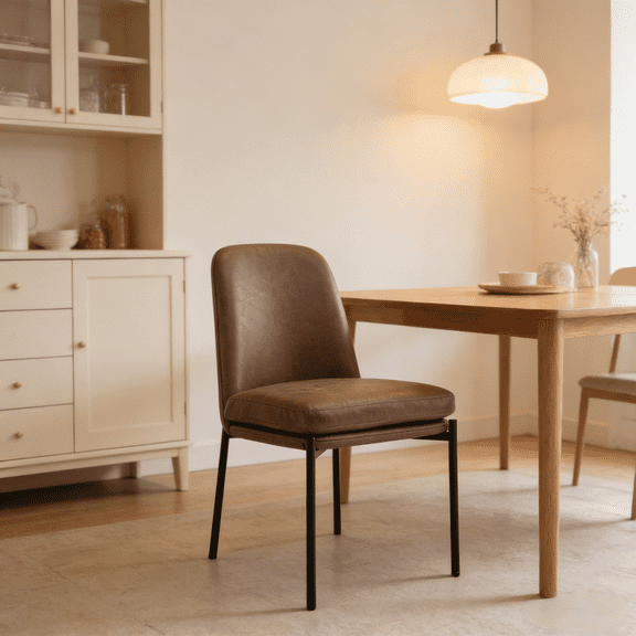 Modern Curved Back Dining Chair with Metal Base, Upholstered Accent Chair for Dining Room, Home Office