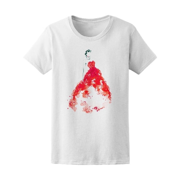Fashion Woman Red Dress Sketch T-Shirt Women -Image by Shutterstock, Female XX-Large