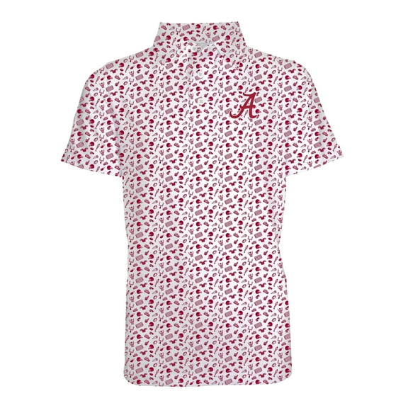 Toddler Garb Cardinal Alabama Crimson Tide Tom Allover Print Performance Polo