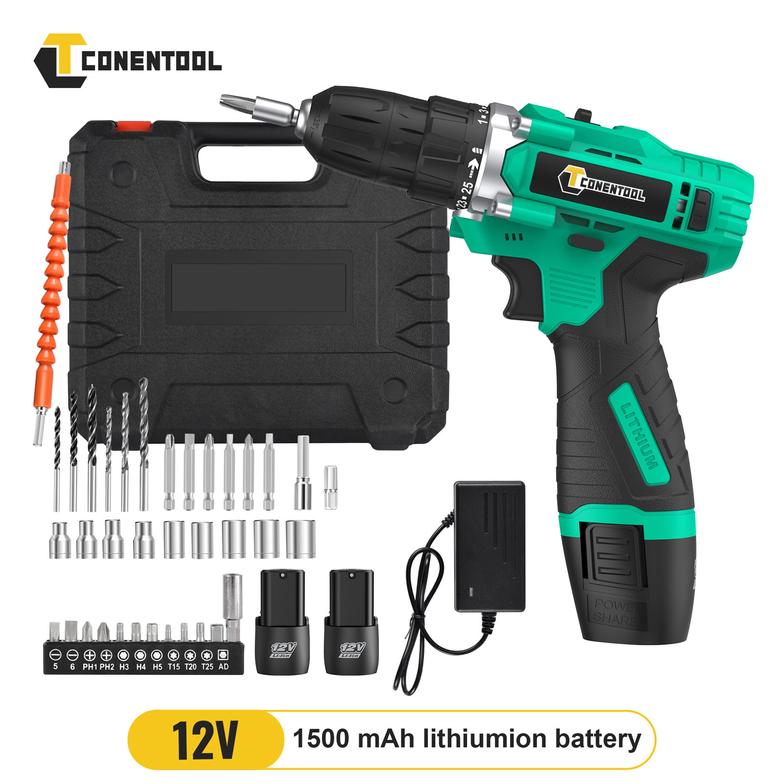 Compact 12V Cordless Drill with 2 Batteries for Versatile Power