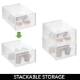 thumbnail image 5 of mDesign Plastic Stackable Closet Shoe Storage Box, Side Opening, 12 Pack, Clear, 5 of 9