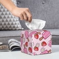 thumbnail image 6 of Lsque Strawberry Popsicle Printed Tissue Box Cover Holder, Facial Paper Organizer Dispenser,Square with Bottom Belt, PVC Leather Decorative Organizer, 6 of 8