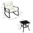 thumbnail image 3 of Outsunny 3 Pieces Patio Wicker Rocking Chairs Table Set, Outdoor PE Rattan Furniture with 2 Rockers & 1 Coffee Table w/ Padded Cushions for Deck, Backyard, Garden, Cream White, 3 of 10