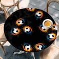 thumbnail image 4 of Black Soccer Round Tablecloth 36-44 Inch Round Fitted Table Cloth with Elastic Edge, Orange Blue Football Sports Waterproof Table Cover Protector for Outdoor Picnic Party Dining, 4 of 9
