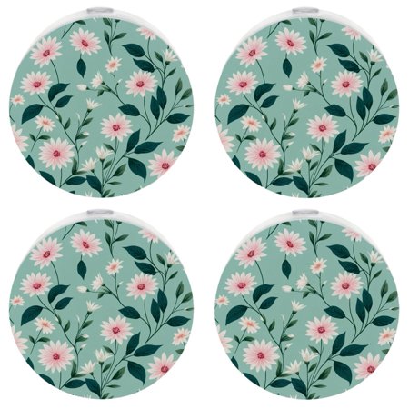 

YZUOUZY Lamp for Bedroom Bedside Lamp 4-PC Small Flower Pattern Green Background