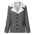 thumbnail image 6 of Womens Fleece Jacket Sherpa Lined Warm Coat Lapel Button Down Long Sleeve Jackets Fuzzy Winter Coats Outwear Gray XL, 6 of 7