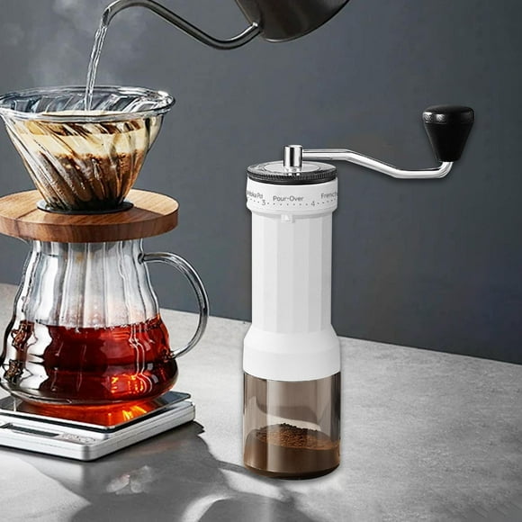 Molinillo de café con manivela, 40 niveles, configuraciones externas ajustables, compacto, ahorra esfuerzo, vierte sobre él para regalos de camping.