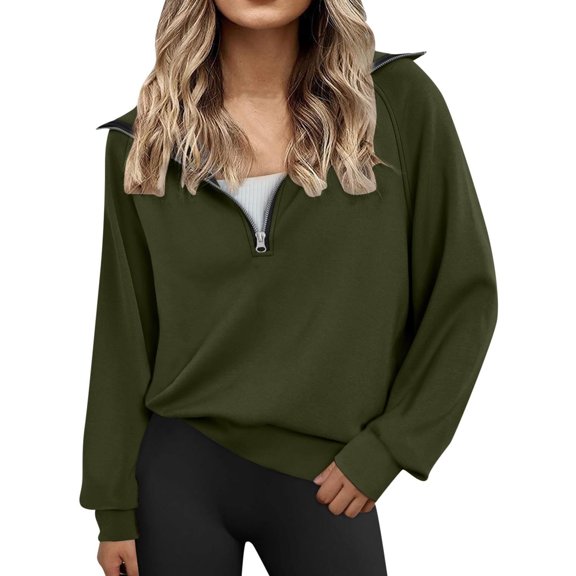 Women's Half Zip Sweatshirt Oversized Long Sleeve Quarter Zip Pullover Casual Lightweight Loose Sweatshirt Y2K Tops