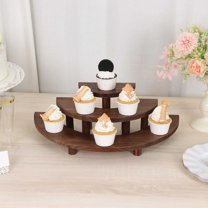 BalsaCircle 3 Brown 3 Tier Wooden Cupcake Stands Semicircle Dessert Pedestals Party Events Decorations