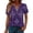 Purple, variant on OIOLOYJM Women Tops Dressy Geometric Print Short Sleeve V Neck Henley Shirts Flowy Pleated Business Tunic Shirts Soft Outfits Light Blue XL