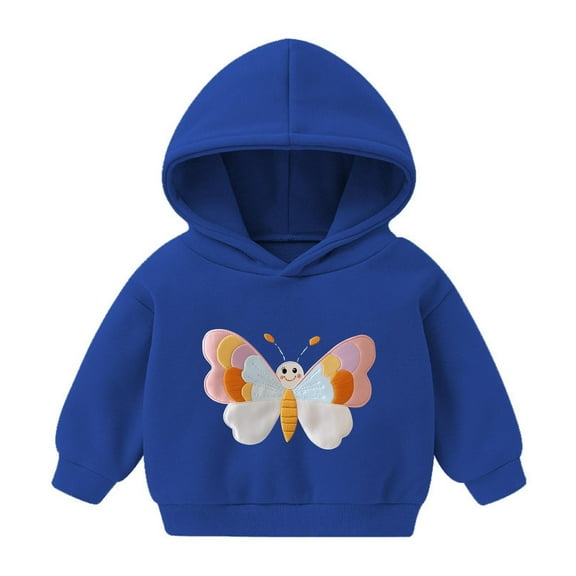 Toddler Boy Girl Cute Hoodies Solid Color Long Sleeve Hooded Sweatshirt Top Fall Winter Hoodie Clothes Girls Sweatshirt Hoodies Blue 6Y