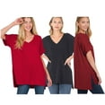 thumbnail image 5 of (ZENANA) Rolled Short Sleeve Side Slit Hi-Low Hem Top_ Regular and Plus Size, 5 of 5
