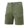 thumbnail image 2 of Mens Hiking Cargo Shorts 7 Inch Button Flat Front Work Shorts Elastic Waist Summer Travel Camping Golf Shorts with Pockets, 2 of 9