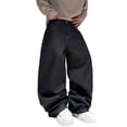 thumbnail image 3 of Mrmall Men's Baggy Jeans Blossom Embroidery Pattern Wide Leg Loose Fit Y2K Jeans Mid Rise Denim Pants Streetwear, 3 of 6