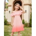 thumbnail image 4 of Arshiner Girls Summer Floral Ruffle Sundress Cold Shoulder Casual Holiday Dresses, 4 of 6