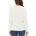 thumbnail image 3 of INSPIRE CHIC Women's Cut Out Keyhole Collared Casual Long Sleeves Solid Tops White S, 3 of 5