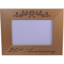 20th Anniversary - Natural Alder Wood Engraved Tabletop/Hanging Photo Picture Wedding Memory Frame