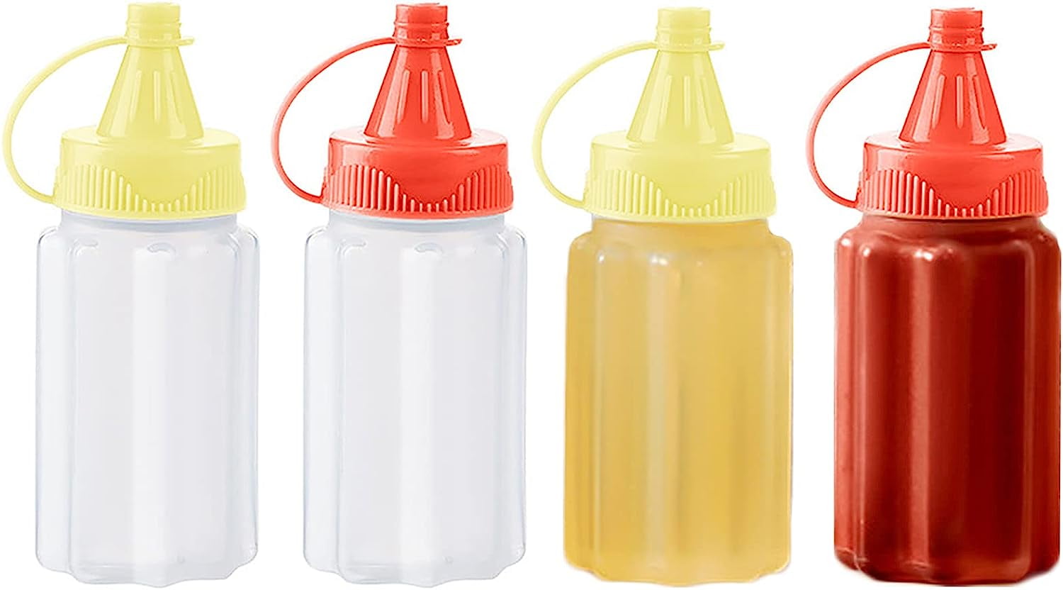 4 Pieces Mini Condiment Bottles, 30ml Samll Ketchup and Mustard Bottle