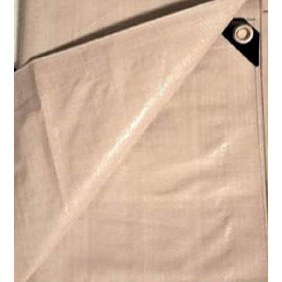 12' x 20' Tan Beige Heavy Duty Waterproof 12 mil Poly Tarp with Grommets (Finished Size Approx. 11'6" x 19'6")